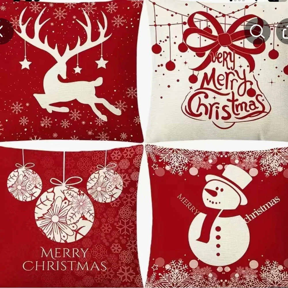 4pcs Christmas Pillowcases,17.7x17.7 Inch, Set Of 4, Pillow Inserts Not Included - Picture 2 of 8